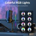 BOMGE PC Gaming Microphone, Condenser Microphone with Quick Mute, RGB Light, Pop Filter, Shock Mount, Gain Knob and Monitor Jack for Recording, Streaming, Podcasting, YouTube.