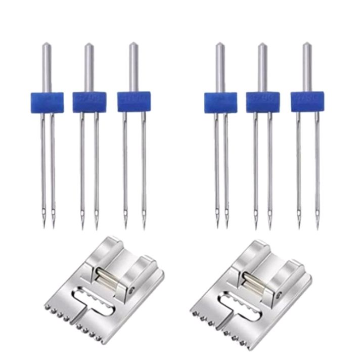BRADOO-6Pack%20Double%20Twin%20Needles%20Wrinkled%20Needle%20with%202%20PCS%209%20Groove%20Pintuck%20Presser%20Foot%20for%20Sewing%20Machine%20Accessories%205FM%20-%20Image%202