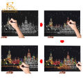 Scratch Paper Magic Painting Kit Art Night Scene World Landmarks Scenery Drawing Toy with Pen Crafts Card Game Child Adult Gifts. 