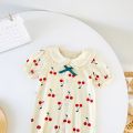 (New) baby girls cute cherry jumpsuits summer short sleeve newborn girls rompers cotton infantils clothes. 