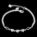 【Beiver Jewelry Store 】Silver Color Grain Heart Charm Bracelets Simplicity Angel Wing Pendant Bracelet For Jewelry Hand Gift.