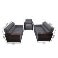 S-1261 Malaysiyan Process Wood Box Design Wooden Sofa Set - 2+2+1. 