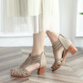 Women Fashion Crystal Hollow Out Peep Toe Wedges Sandals High Heeled Shoes（In stock）. 