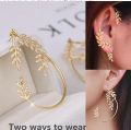 1 Pair Color Lasting Luxury Temperament Earrings For Women Needle Olive Branch Leaf Two Ways To Wear Ear Cuffs Stud Earrings Bridal Wedding Jewelry - Ear Ring. 