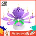 HelloWorld Birthday Candle Solid Paraffin Blossoming Birthday Cake Electronic Lotus Candle.