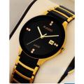 Stainless Steel Wrist Watch-Black and Golden. 