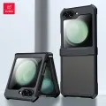 Xundd For Samsung Galaxy Z Flip 5 5G Case Airbags Bumper Shockproof Shell Acrylic+TPU+Glass Back Clear Cover For Flip5 z플립 5 케이스.