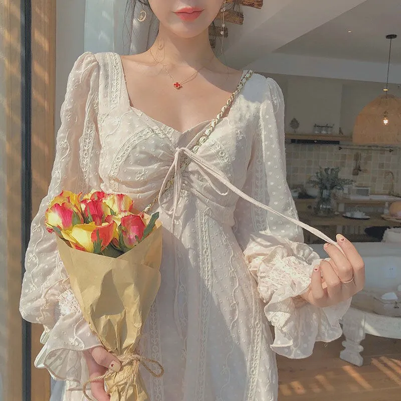 fairy dress long sleeve Vintage Fairy Dress Women Elegant Designer Chiffon Dress Long Sleeve F main image 1