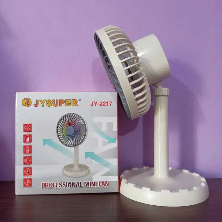 JYSUPER%20JY-2217%20AC/DC%20Rechargeable%204000mAh%20Battery%20Stylish%20RGB%20Lighting%20Strong%20Wind%2012"%20Portable%20Desk%20Fan%20-%20Image%207