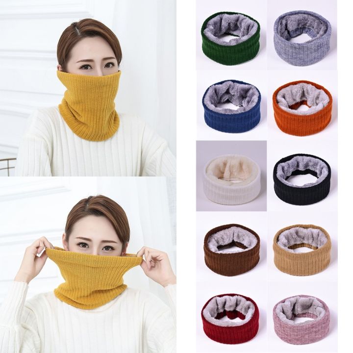 Women Men Warm Scarf Winter Autumn Bandana Neck Scarf Fleece Headband Shawl Bib Knitting Fleece Thick Velveted Rings Muffler
