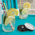 10 Pieces Stainless Steel Regular Mouth Mason Jar Lids with Straw Hole Compatible with Mason Jar.