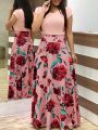 2019 Hot Selling Hot Edition European and American Style Flower Print Dress Long Skirt Women's 20 Same-day Shipping S-5XL.