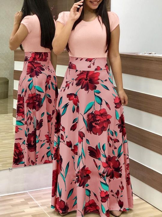 2019%20Hot%20Selling%20Hot%20Edition%20European%20and%20American%20Style%20Flower%20Print%20Dress%20Long%20Skirt%20Women's%2020%20Same-day%20Shipping%20S-5XL%20-%20Image%206
