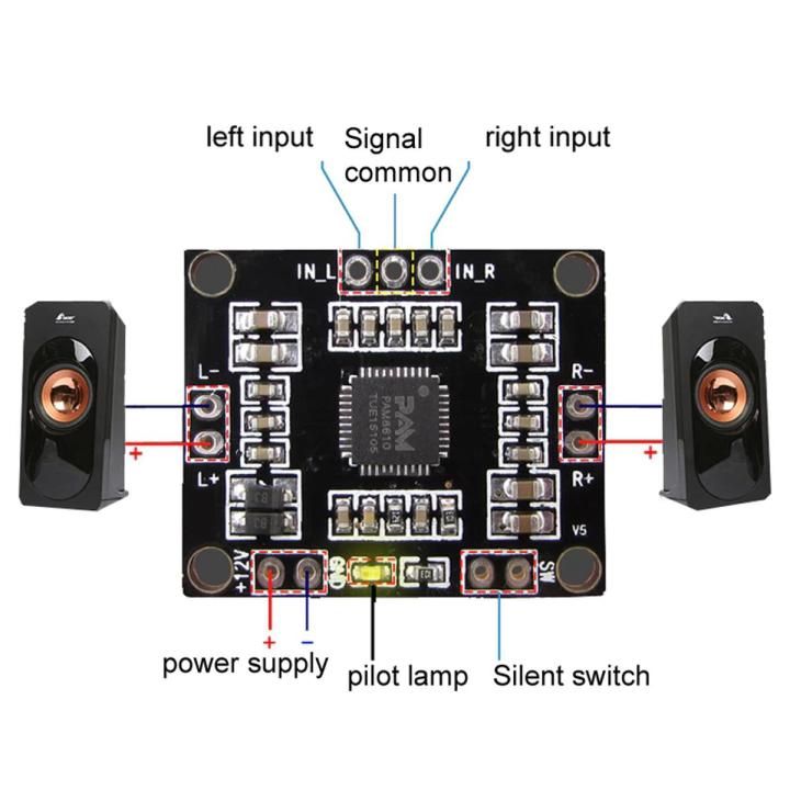 PAM8610 Mini 10W+10W Stereo 2 Channel DC 12V Audio Power Amplifier Board Module MP3