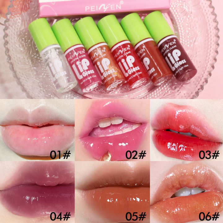 6-pack Moisturizing Lip Gloss Set Glossy Lip Oil Hydrating Transparent Lip Glaze Fade Lip Lines Shiny Lip Plumper Beauty Makeup