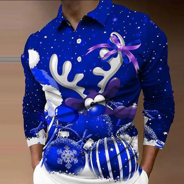 Men's%20polo%20shirt%20golf%20shirt%20Santa%20Moose%20snowflake%20carousel%20black%20light%20green%20red%20blue%20dark%20green%203D%20print%20casual%20breathable%20-%20Image%203