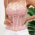 New Women's Strap Solid Color Flower Decoration Women's Adjustable Shoulder Strap Fish Bone Mesh Bra.