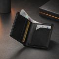 Zays Eco-Friendly Top-Grain Cowhide Leather Bifold Wallet for Men, Slim Compact Wallet 4.3 x 3.3 x 0.4 Inch, 5 Card Slots, 2 Hidden Compartments, 2 Cash Chambers, Microfiber-Lined Pocket, Lightweight 60g.