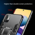 Biruiqu For Redmi Note 10 5G Soft TPU+Hard PC Black Panther Shockproof Slim Protective Case Cover with Kickstand.