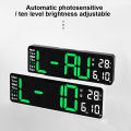 13-inch Led Digital Alarm Clock Time Date Temperature Week Display Wall-mounted Electronic Wall Clock. 