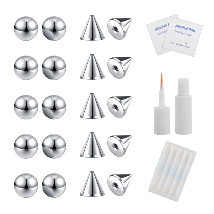 ZS Stainless Steel Lip Studs Stick-on Eyebrow Ring Non Piercing Jewelry Nose Studs Face Piercing Jewelry Dermal Anchor