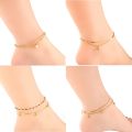 ASON Double Layers Anklet White Shell Butterfly Charm Anklets On Leg For Women Beach Accessories Stainless Steel Jewelry.