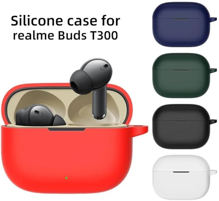 Realme Buds T300 Only cover Premium Artificial Carrying cover Shockproof Earbuds Protective Cover Box For Buds Soft Silicone Bluetooth Headphone Cover