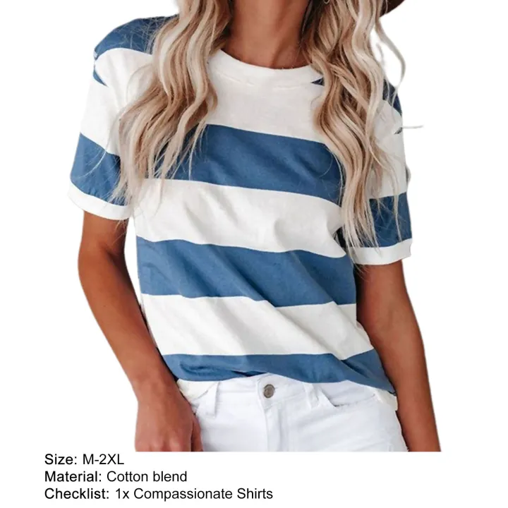 Casual%20T-shirt%20Anti-ling%20Leisure%20Female%20Striped%20T-shirt%20-%20Image%203
