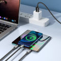 3in1 Data Usb Cable For iPhone Fast Charger 3A Charging Cable For Android Phone Type C Xiaomi Huawei Samsung Charger Wire For Ipad - Cold Black.