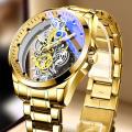 2023 New Men Watch Skeleton Automatic Quartz Watch Gold Skeleton Vintage Man Watch Mens Watches Top Brand Luxury Watch Men. 