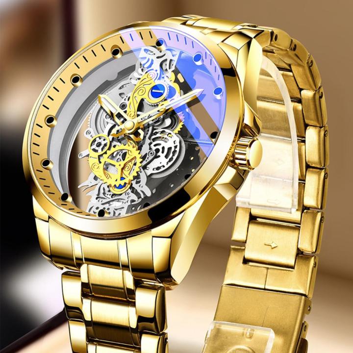 2023 New Men Watch Skeleton Automatic Quartz Watch Gold Skeleton Vintage Man Watch Mens Watches Top Brand Luxury Watch Men