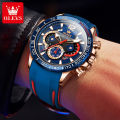 OLEVS Watch for Men Iriginal Branded Waterproof Trendy Cool Korean Style Chronograph Calendar Luminous Comfortable Silicone Strap 9936.