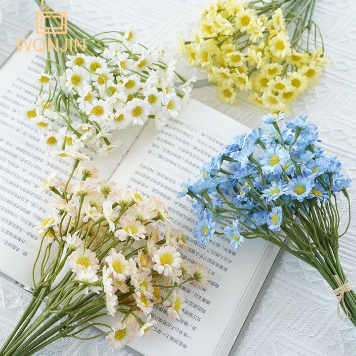 6pcs/set Artificial Flowers 27cm Sun Flower Colorful Small Daisy Silk Home Garden Decoration Wedding DIY Party