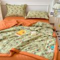 Summer cool quilt four-piece set of summer thin quilt air conditioner quilt summer quilt can be machine washed single double family model. 