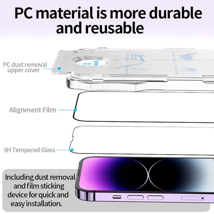 Dust%20free%20Installation%20Screen%20Protector%20For%20iPhone%2015%2014%2013%2012%2011%20Pro%20XS%20Max%20XR%20Easy%20Install%20Auto-Dust%20Remova%20Kit%20Tempered%20Glass%20-%20Image%203
