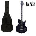 Combo of Washburn Professional Electric Lead Guitar and Gig Bag Case Backpack - Black. 