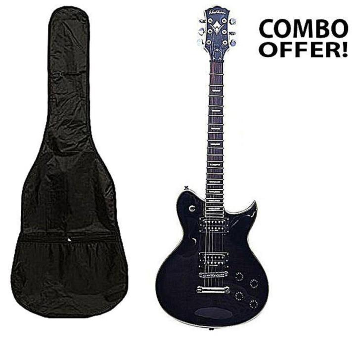 Combo of Washburn Professional Electric Lead Guitar and Gig Bag Case Backpack - Black