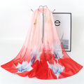2024 Summer New Women's Lucky Bird Girl Chiffon Long Silk Scarf, Yiwu Small Scarf, Flower Scarf, Scarf, 38 Festival. 