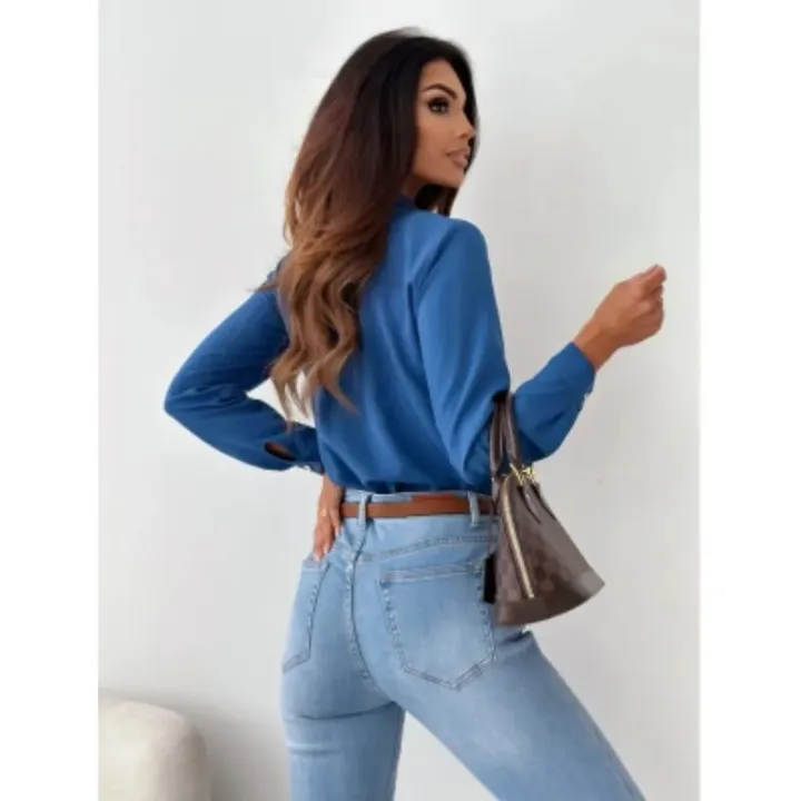 Elegant%20Lady%20Shirt%20Top%20Blouse2023%20Autumn%20Simple%20Solid%20V-Neck%20Shirt%20Office%20Women's%20Wear%20-%20Image%204