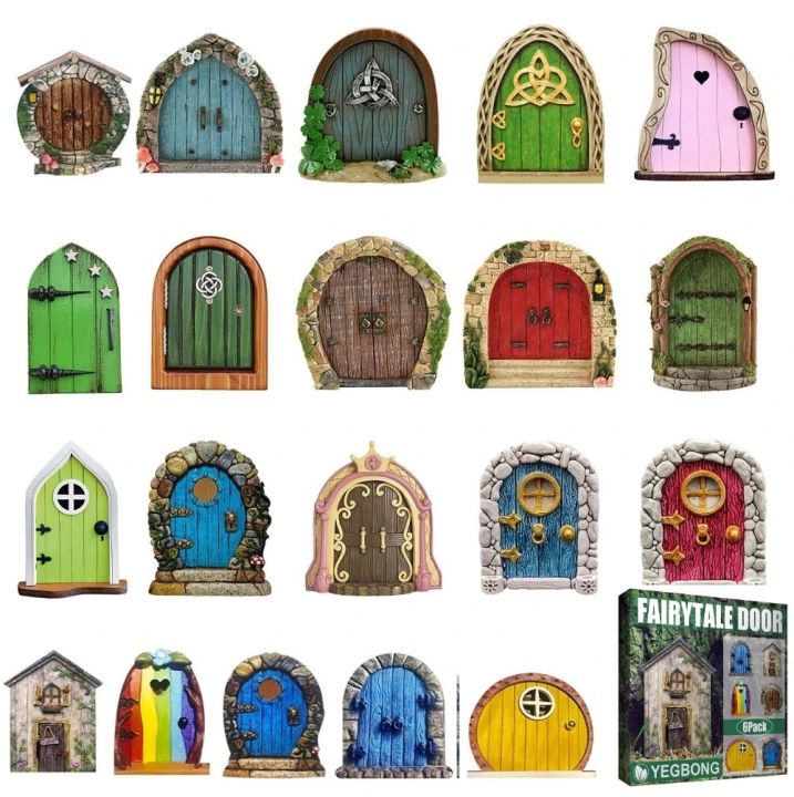 Garden Fairy Gnome Elf Miniature Figurines Window Door Christmas Home Garden Ornaments Art Sculpture Tree House Door Statue