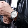 CHRONOS Men's Business Leisure Quartz Watch Minimalist Fashion Calendar Analog Stainless Steel Wrist Watch.