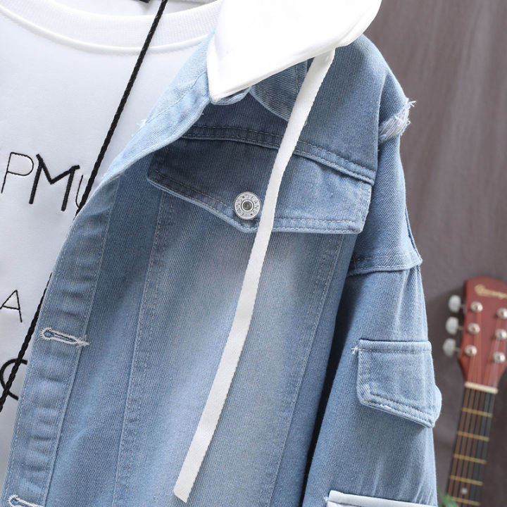 Fall%20New%20Coat%20Fashion%20Loose%20Men's%20Trendy%20Hat%20Jacket%20Denim%20Coat%20Youth%20Stitching%20Ripped%20Denim%20-%20Image%204