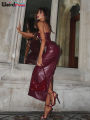 Weird Puss Leather Splits Dresses Woman Summer Solid Spaghetti-Strap Sleeveless Hottie Chic Party Clubwear Skinny Vestidos. 