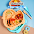 Cartoon children's dinner plate plastic compartment baby meal plate baby food bowl fork spoon feeding tableware food compartment set. 