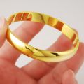 24K Real Gold Bracelet Glossy Simple Gold Plating Bracelet Gold for Women's Wedding Jewelry Gifts. 
