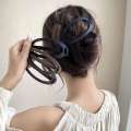 Korean version oval large straight buckle with a headband at back of the head pure color simple twist hair clip. 