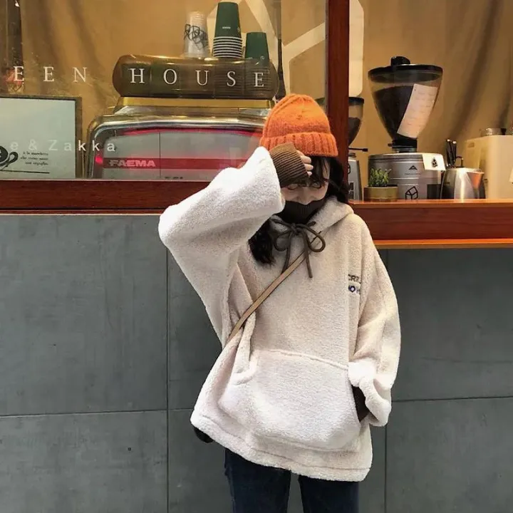 Imitation%20Lamb%20Wool%20Thickened%20Sweater%20Autumn%20and%20Winter%20New%20Schoolgirl%20Hooded%20Coat%20Korean%20Style%20Loose%20False%20Two%20Pieces%20Top%20-%20Image%203