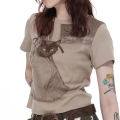 Graphic print crew neck T Women's Short-Sleeved Shirt. 
