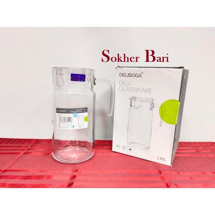 DELISOGA Glass Pitcher Jug. Crystal Clear Glass Water Jug And Juice Jug And Pitcher With Lid.