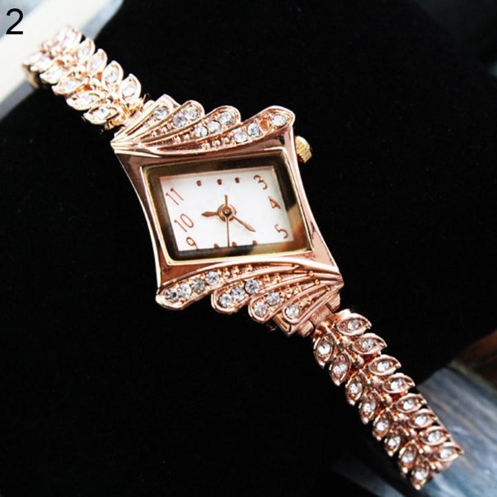Fashion Women Watch Quartz Rhombus Rhinestone Analog Alloy Wristwatch Gift